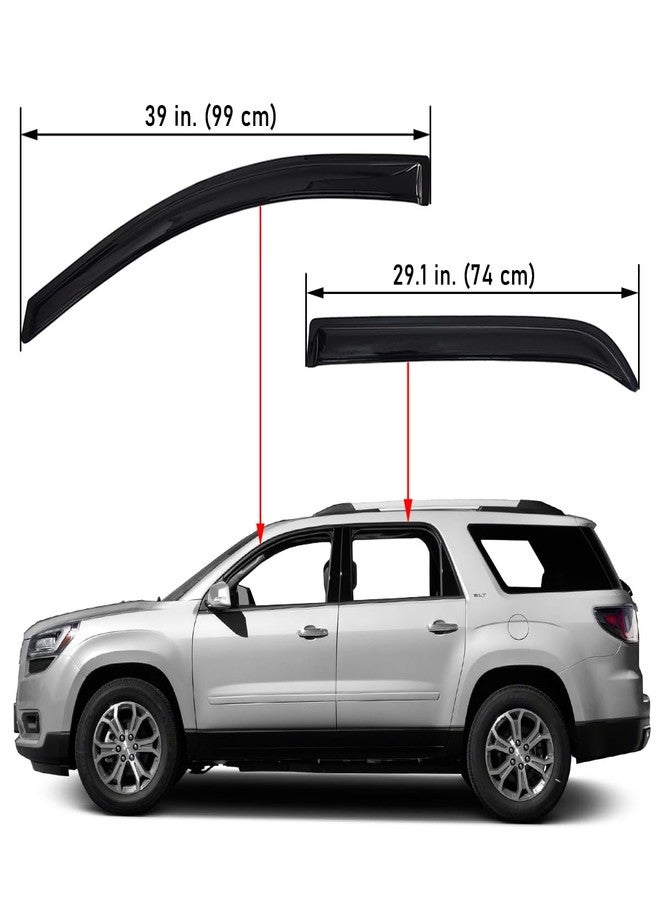 Lightronic واقي نافذة تهوية خارجي فائق المتانة من لايترونيك، يناسب سيارات جي إم سي أكاديا من موديلات 2007-2016، وأكاديا ليميتد 2017، واقي من المطر والأشعة فوق البنفسجية، عاكس هواء أصلي، تركيب بدون حفر، لون دخاني داكن، 4 قطع - Image 2